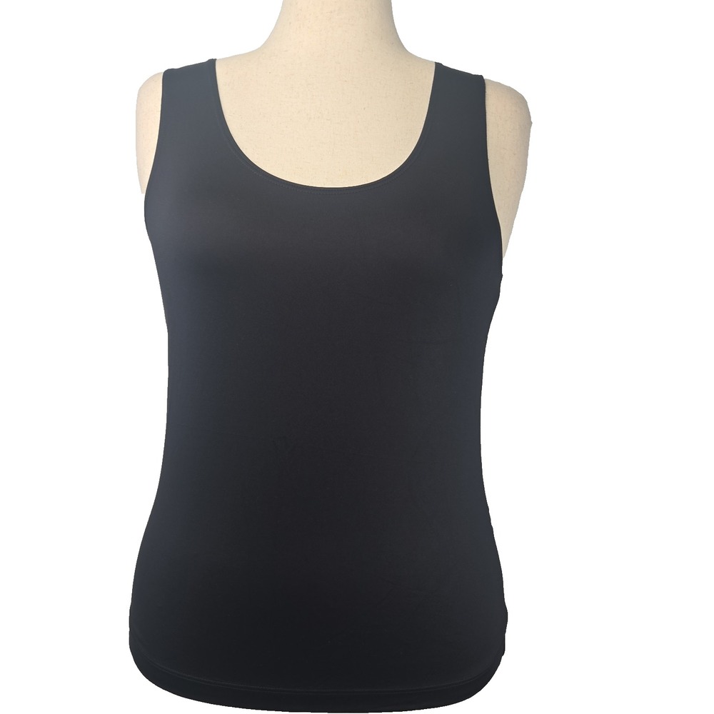 Chico's Size 2 Black Stretch Knit Nylon Tank Top